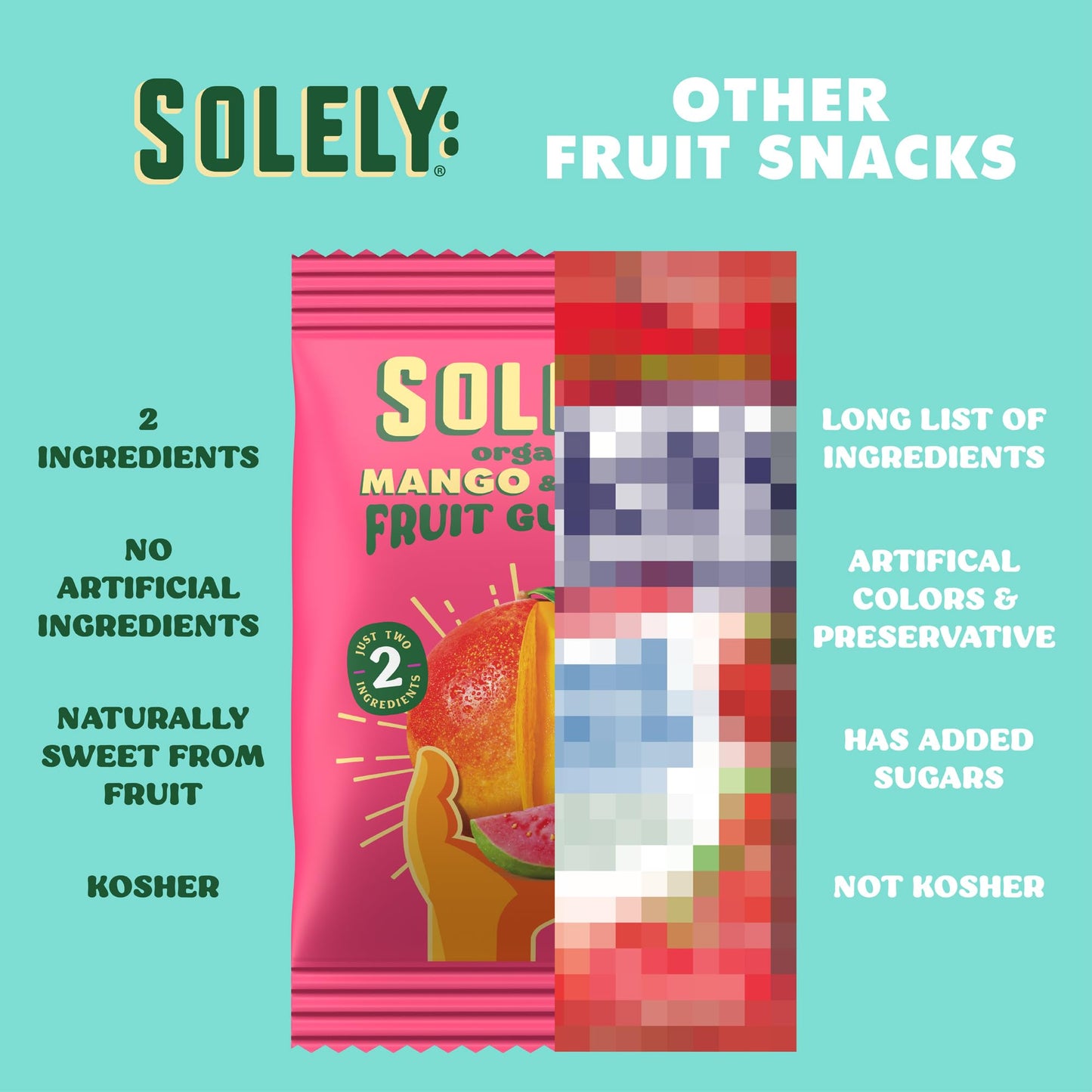Solely - Organic Mango & Guava Whole Fruit Gummies (Pack Of 4 Boxes, 5 Bags Per Box) - Real Fresh Fruit - Healthy Snacks For Adu