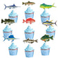 Wernnsai 36Pcs Fishing Cupcake Toppers Gone Fishing Birthday Cake Toppers Supplies For Baby Shower Fisherman Boys Birthday Party