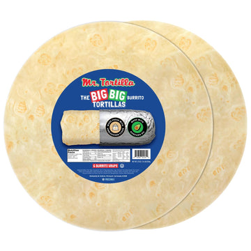 Mr. Tortilla Big Big Burrito Wraps - 12-13'' - Small-Batch Artisan Tortillas, Restaurant Size, Made With Avocado Oil - Vegan Kos