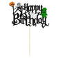Gyufise 1Pc Halloween Happy Birthday Cake Topper Glitter Jack And Sally Pumpkin Bat Castle Ghost Halloween Cake Pick For Hallowe