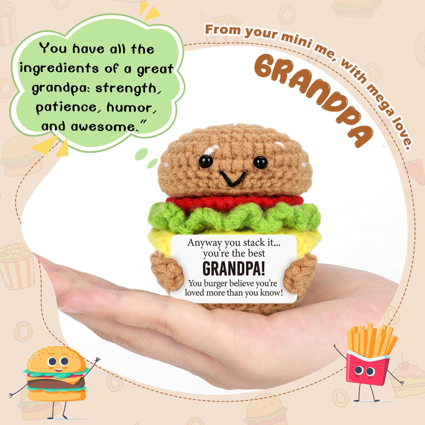 Avboda Mini Birthday Gifts For Grandpa Cute Handmade Crochet For Grandfather Funny Thank You Gift For Papa New Grandfather Bonus Grandpa Unique Thanksgiving Day From Grandkids