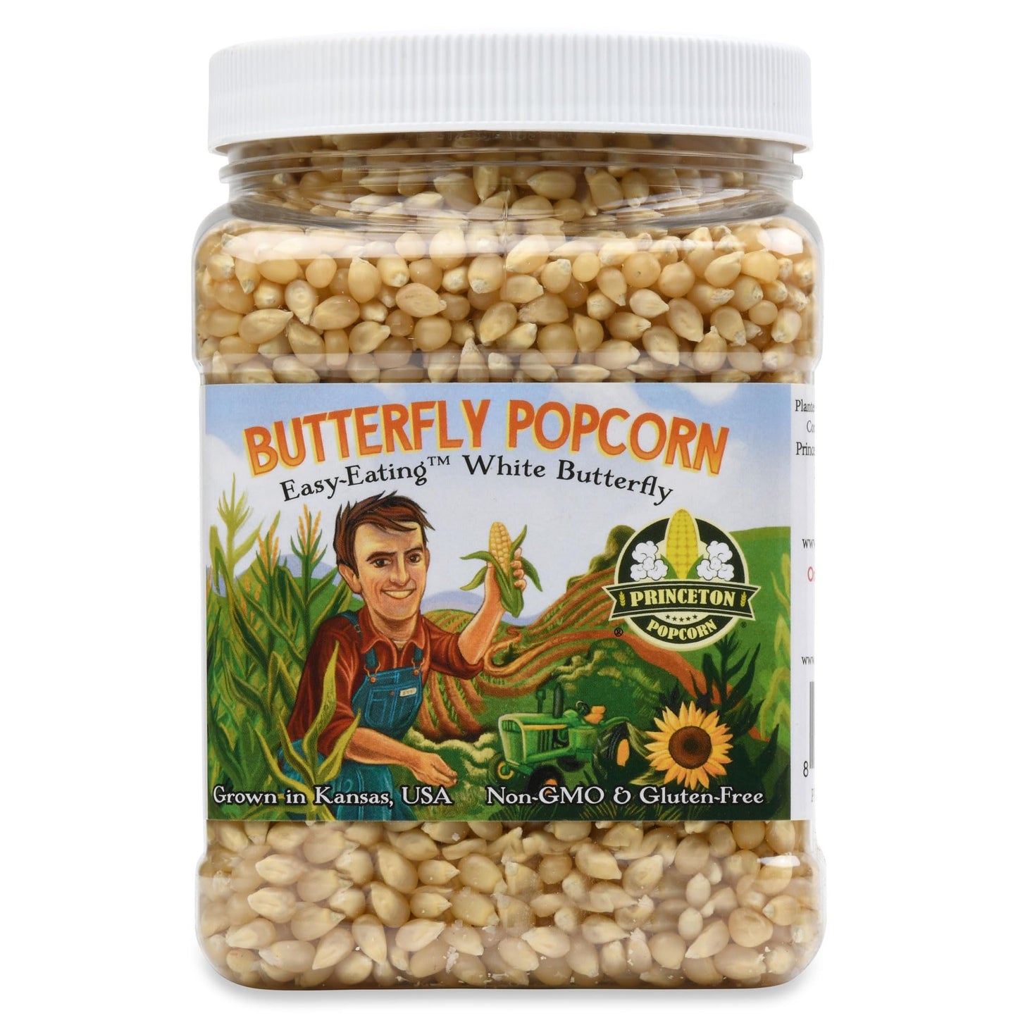 Princeton Popcorn White Butterfly Hulless Popcorn Kernels - Easy-Eating, Baby Small Tender Popping Corn, Non-Gmo Popcorn Kernels