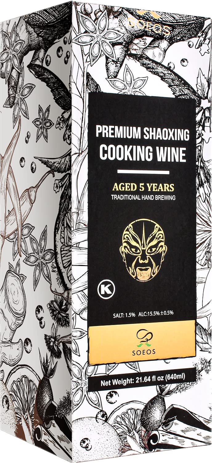Soeos Shaoxing Rice Cooking Wine, Premium 5 Year Aged, 21.64 fl oz
