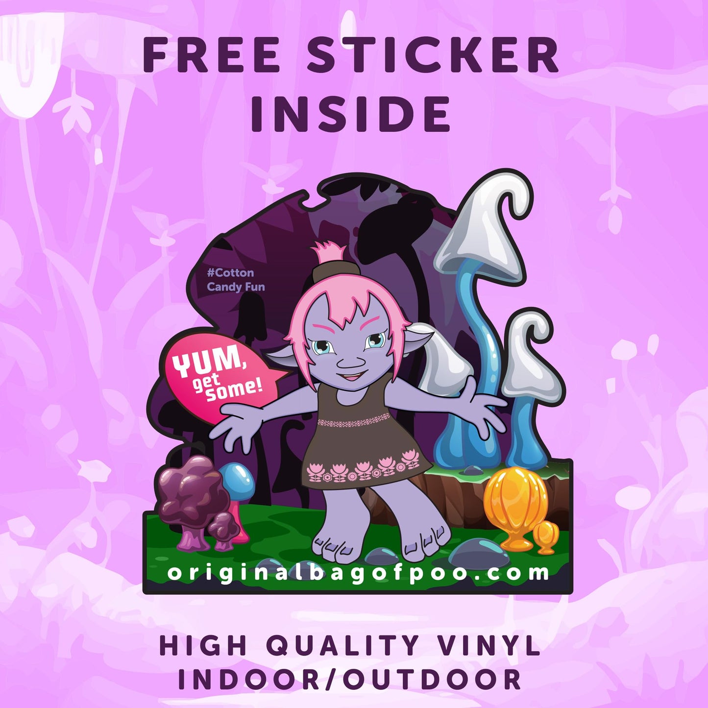 The Original Bag Of Poo®, Troll Poo (Grape Flavored Cotton Candy) Novelty Poop Gag Gift (1 Oz. Single Bag), Free Sticker Inside.