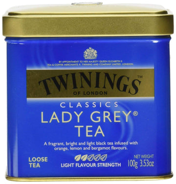 Twinings Lady Grey Loose Leaf Tea, Fragrant, Bright And Light Black Tea Infused With Orange, Lemon, And Bergamot Flavors, Aromatic And Flavorful Blend, 3.53 Oz