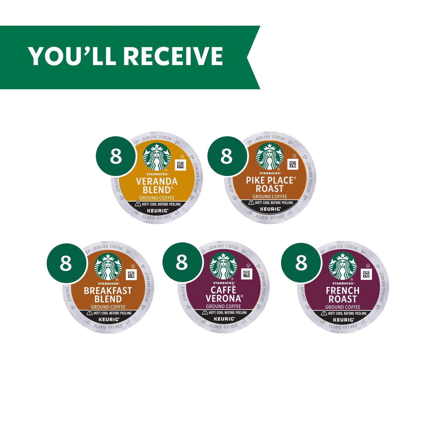 Starbucks K-Cup Coffee Pods Variety Pack - Blonde, Medium & Dark Roast - 40 Count - Black Variety