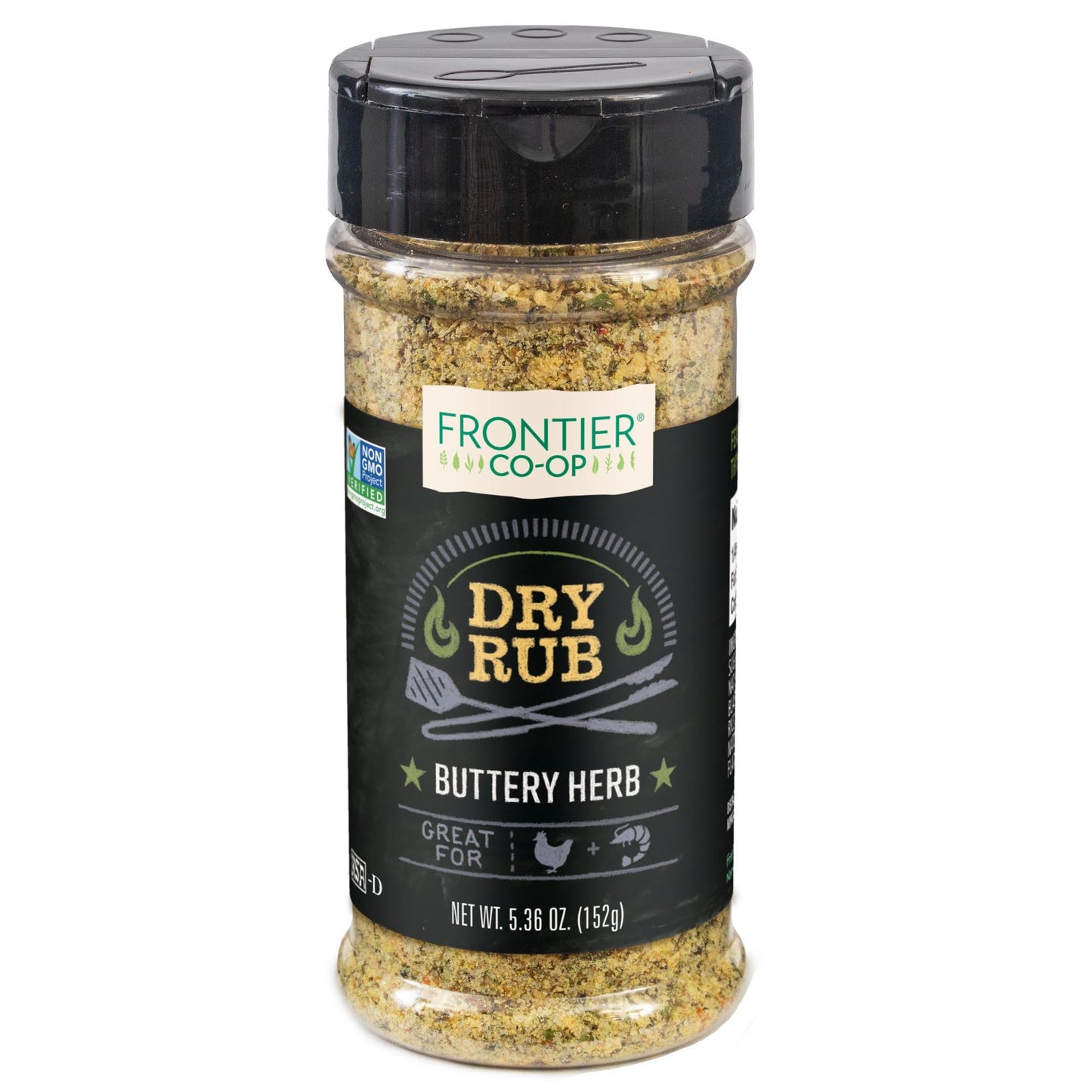 Frontier Co-op Buttery Herb Dry Rub Seasoning, 5.36 oz - Dry Rub for Wings, Poultry, or Shrimp