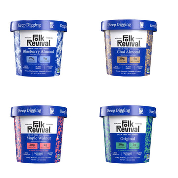Folk Revival Keto Instant Oatmeal Variety Pack - 20G Of Protein, Low Carb, High Fiber, 2 Blueberry, 2 Maple Walnut, 1 Chai Almon
