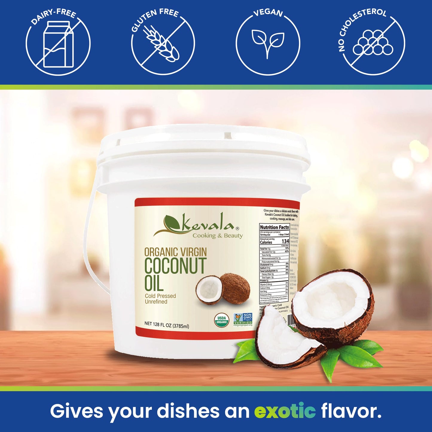 Kevala Organic Virgin Coconut Oil - Coconut Oil Extra Virgin Organic - Unrefined Coconut Oil Cold Pressed - Coconut Oil for Skin