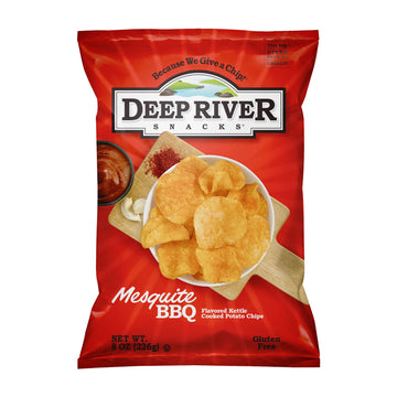 Deep River Snacks Mesquite Bbq Kettle Cooked Potato Chips, Healthy Snacks For Parties & Get Together, Bbq Chips No Artificial Flavors, 8 Ounce (Pack Of 12)