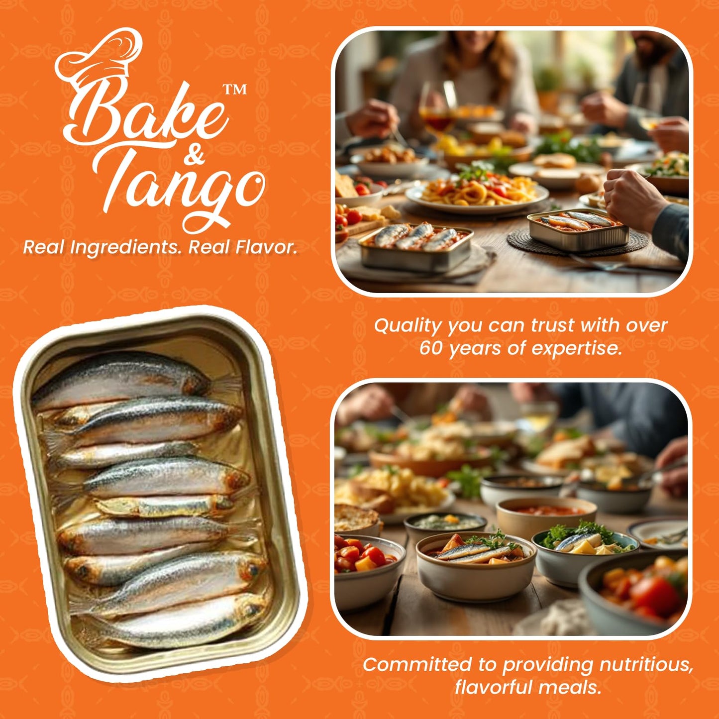 Bake And Tango - Sardines In Soybean Oil - 4.4Oz (Pack Of 12) | Rich In Omega-3, High-Protein, Wild-Caught, Non-Gmo, Gluten-Free