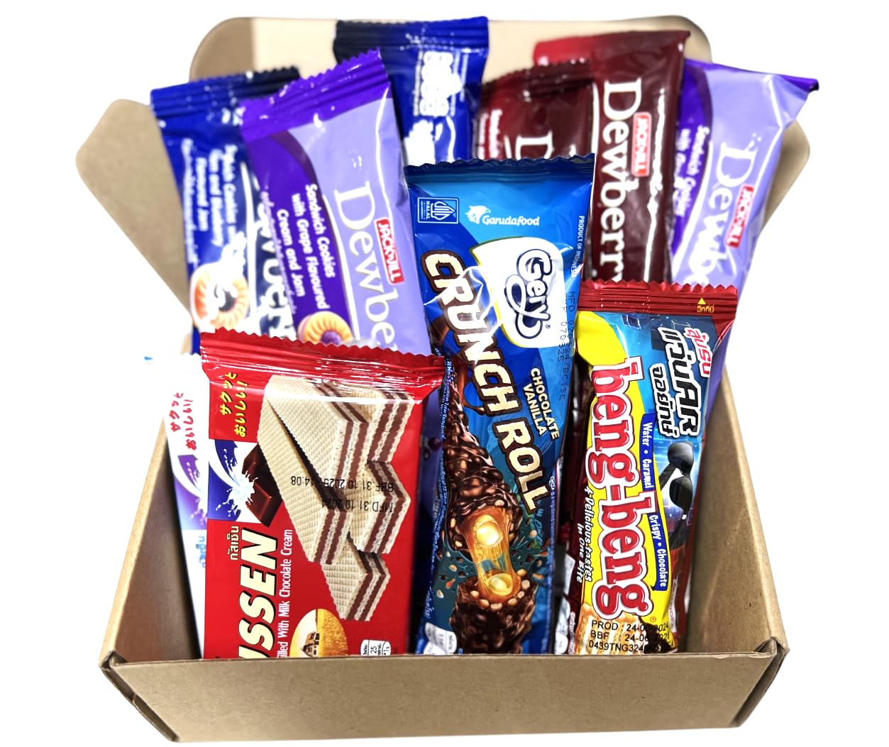 Thai Cookies & Wafers Snack Bundle - 10-Pack Assorted Sweet Treats Gift Box from Thailand