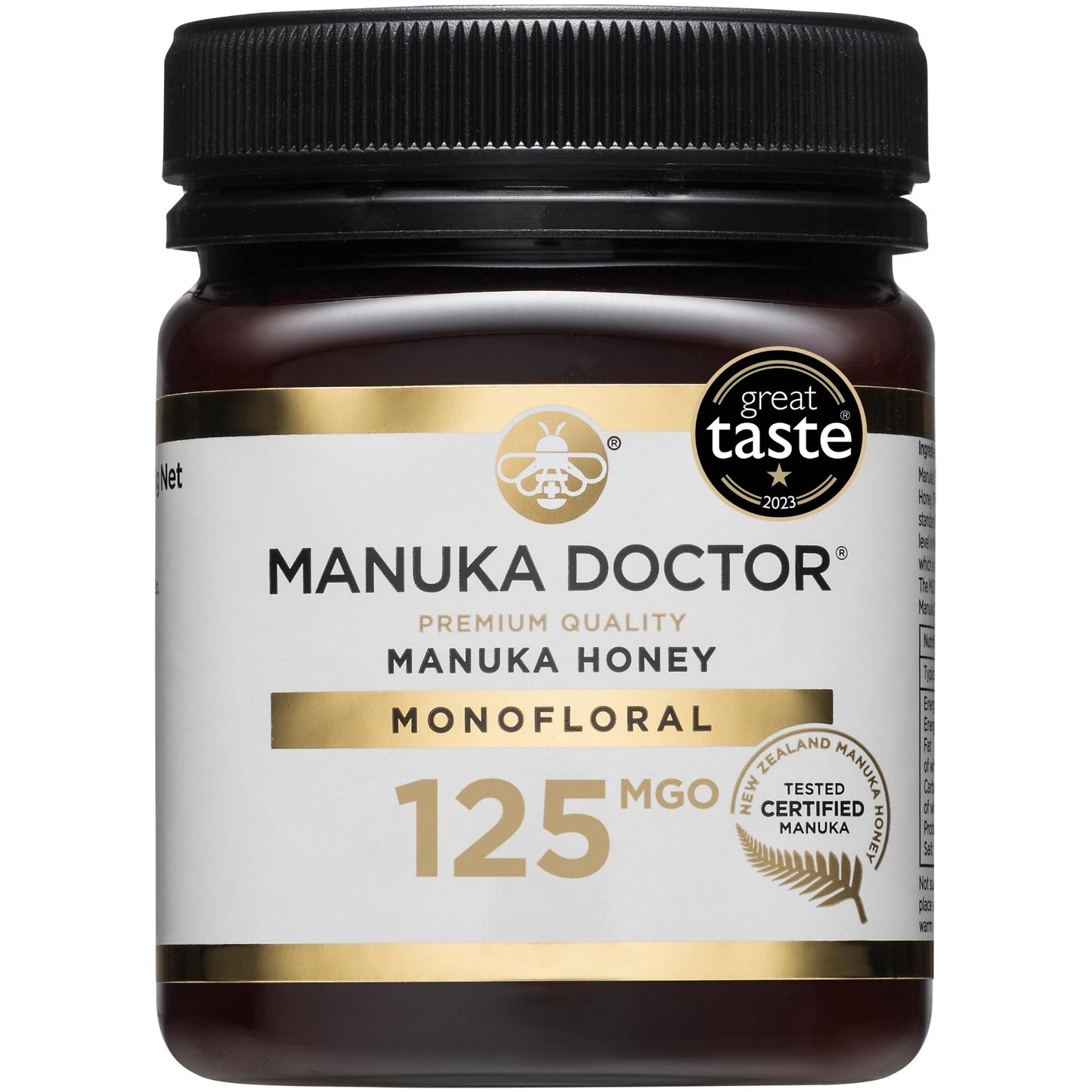 MANUKA DOCTOR - MGO 125+ Manuka Honey Monofloral, 100% Pure New Zealand Honey. Certified. Guaranteed. RAW. Non-GMO (8.75 oz)