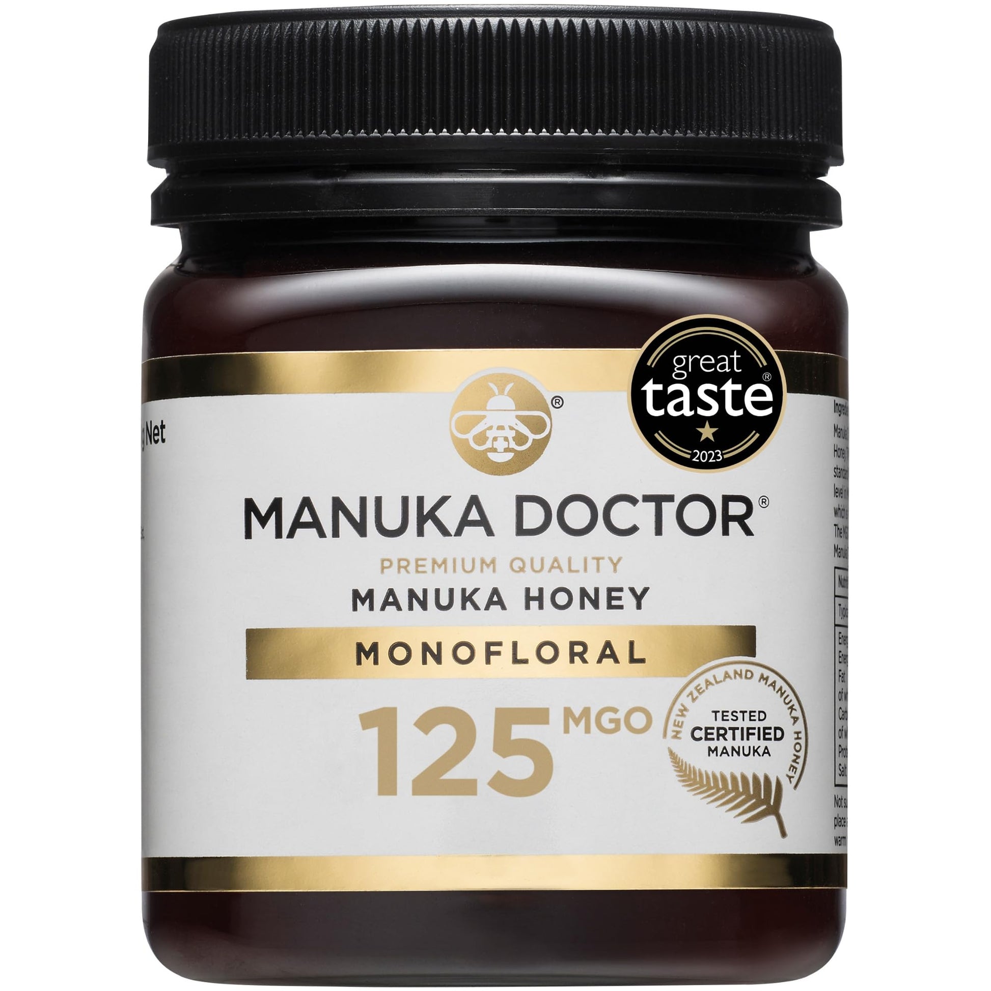 MANUKA DOCTOR - MGO 125+ Manuka Honey Monofloral, 100% Pure New Zealand Honey. Certified. Guaranteed. RAW. Non-GMO (8.75 oz)