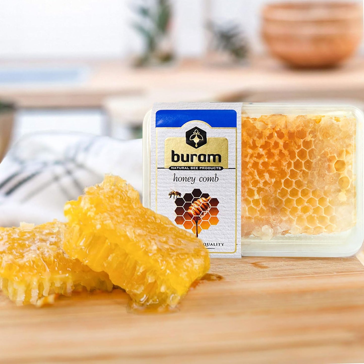 Buram 100% Pure  Gourmet Raw Honeycomb  100% All-Natural  No Additives  No Preservatives  From the Turkish Mountains  7.1 oz Pack of 36