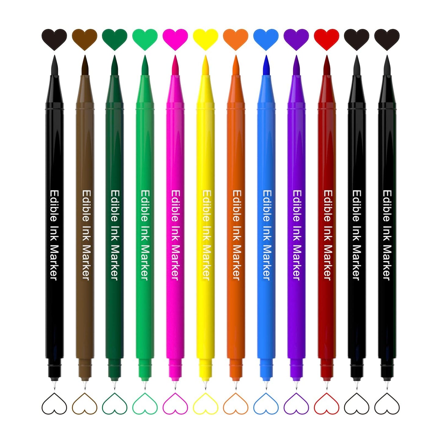 Jewem Edible Markers For Cookie Decorating, Upgrade 12Pcs Ultra Fine Tip(0.5Mm) Food Coloring Pens, Double Side Food Grade Pens For Decorating Fondant Cakes, Easter Eggs, Frosting, Macaron+ Kids Gifts