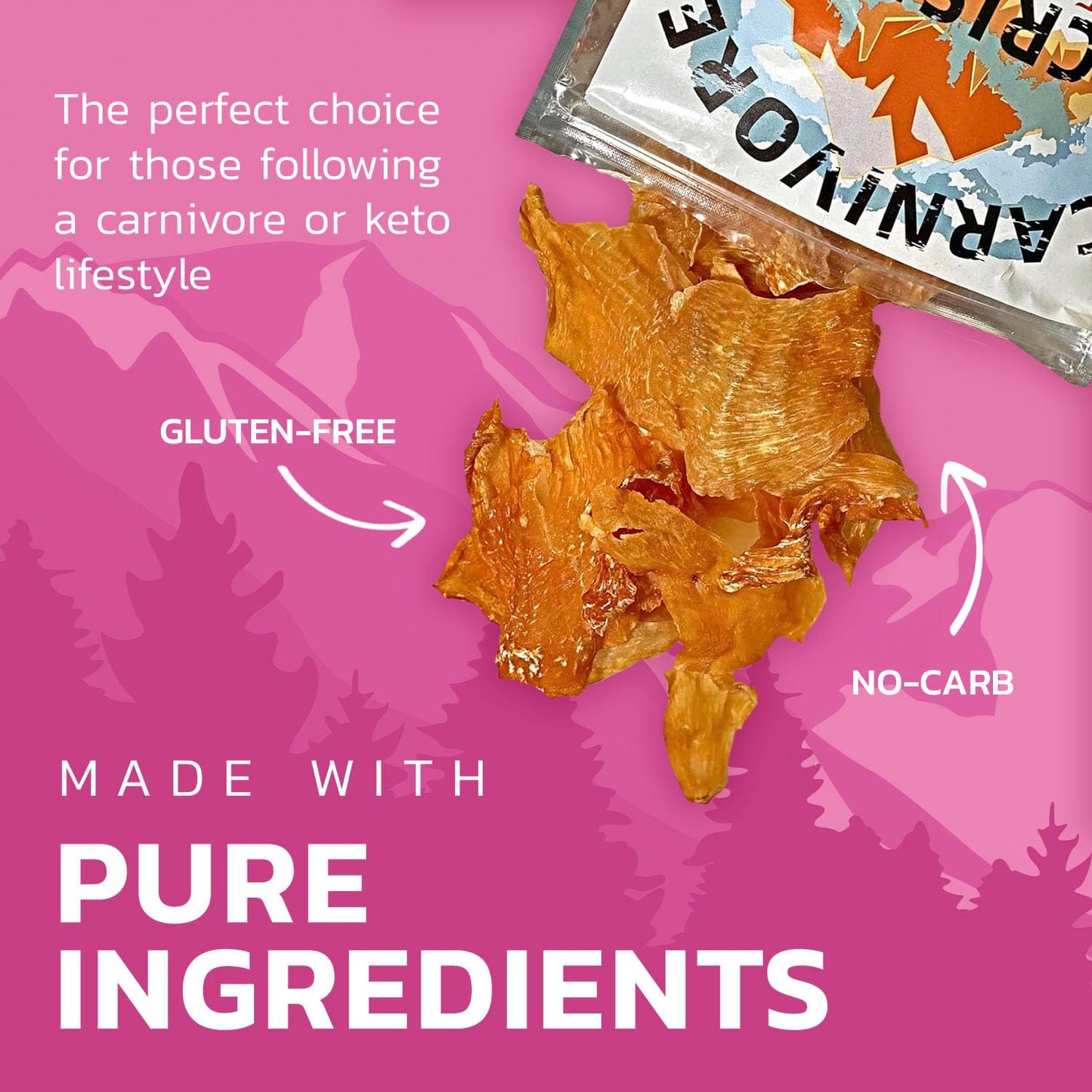 Carnivore Crisps Chicken Breast, (3) 1.5 Oz Bag, 12 G Proteins Per Serving, Carnivore Diet Approved, Keto Diet Approved