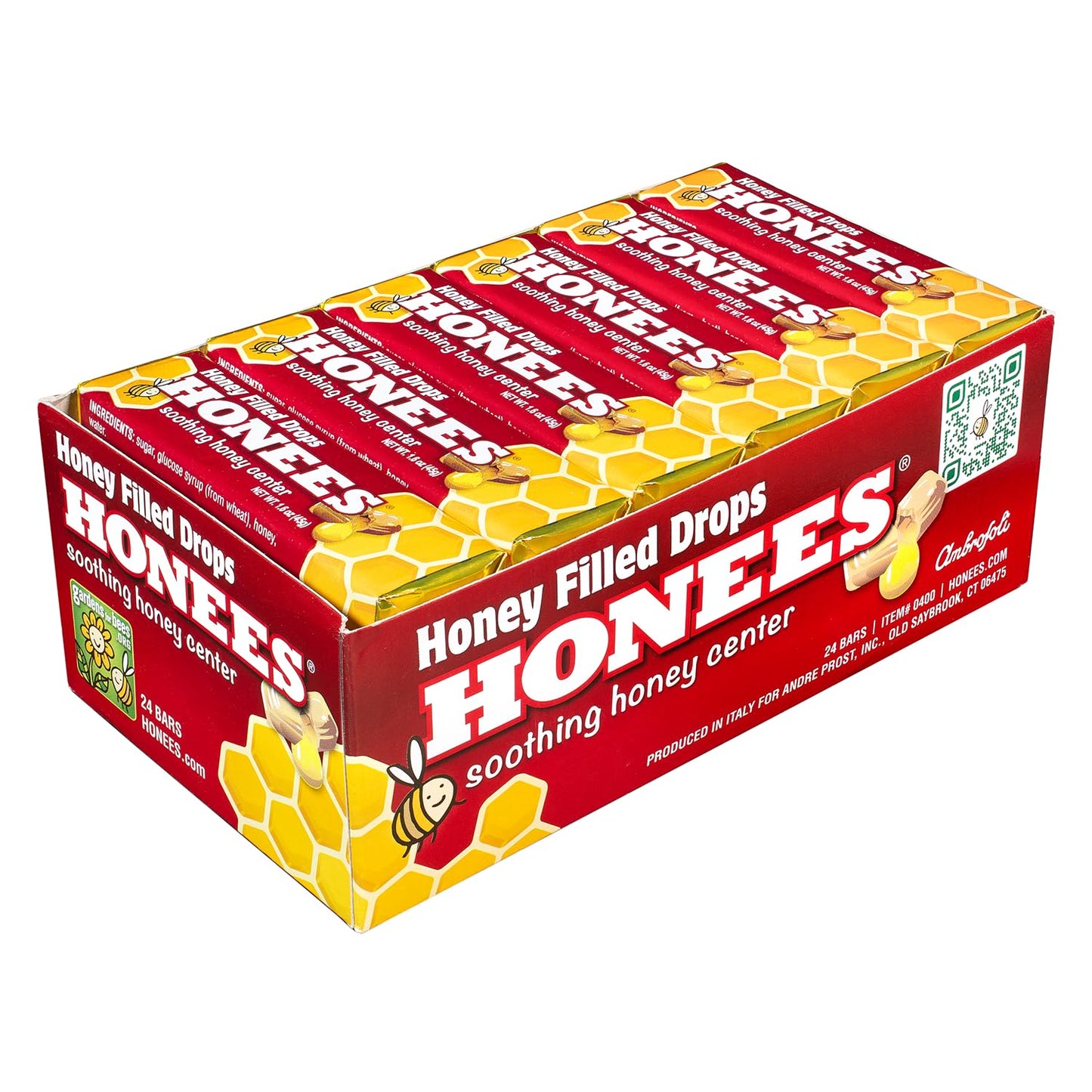 Honees Honey Filled Drops, Honey Cough Drops with Real Honey-Natural Sore Throat Relief-Nothing Artificial-Throat Coat Lozenges,