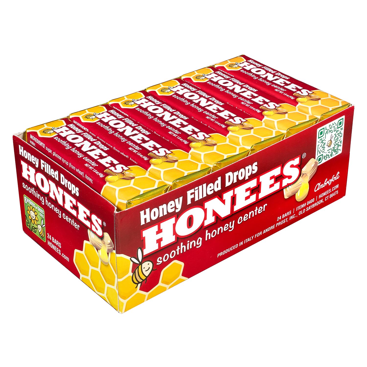 Honees Honey Filled Drops, Honey Cough Drops with Real Honey-Natural Sore Throat Relief-Nothing Artificial-Throat Coat Lozenges,