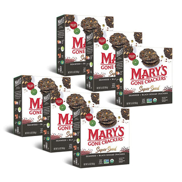 Mary'S Gone Crackers Super Seed Crackers, Seaweed & Black Sesame, 5.5 Ounce (Pack Of 6), Organic Plant Based Protein, Gluten Fre