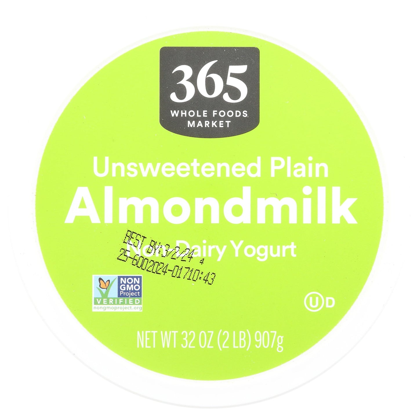 365 Everyday Value Almondmilk Unsweetened Non-Dairy Yogurt, Plain, 32 Oz