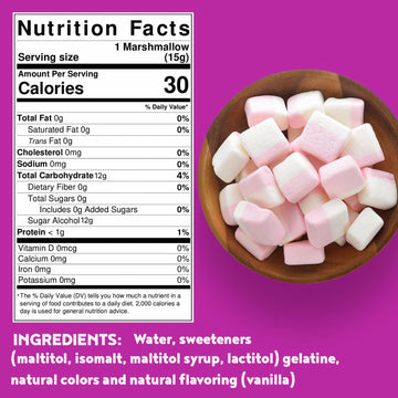 La Nouba Sugar-Free Marshmallows - 2.7 oz. Pack - Low Calorie, Low Carb, Fat-Free and Gluten Free Snack - Traditional Delicious