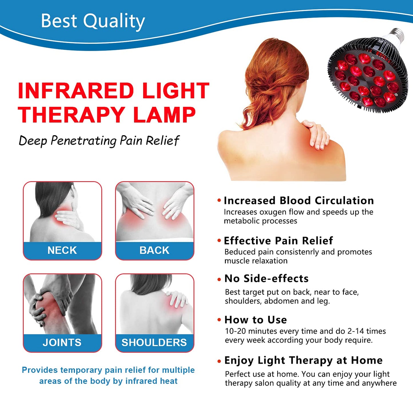 Wolezek Red Light Therapy Lamp With Lamp Holder, 660Nm Red And 850Nm Near Infrared Combo Red Light Therapy Bulb, Therapy Device