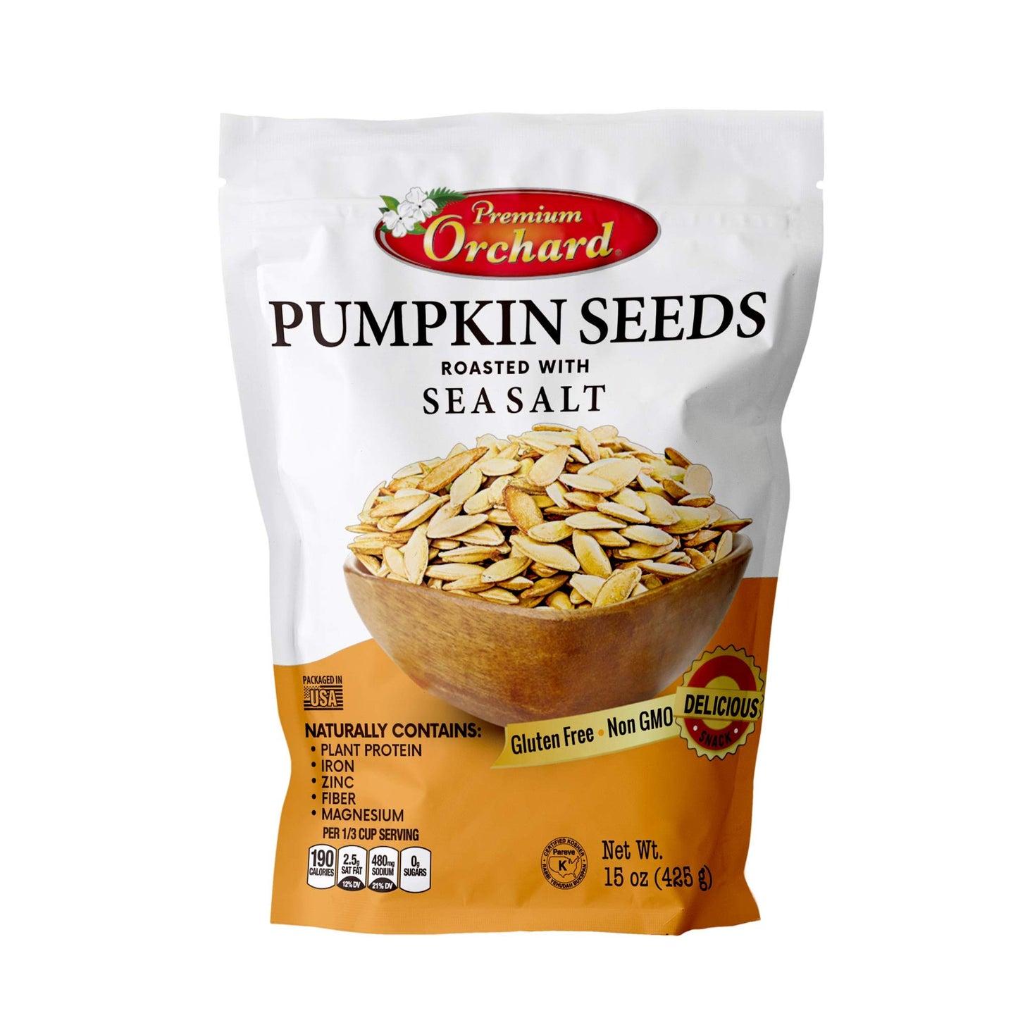 ROASTED PUMPKIN SEEDS to Eat in Shell by enhanced Orchards MIXED NUTS - Salted with Sea Salt - Non-GMO Vegan Fresh Healthy Snacks/ - Great source of Plant Protein  Zinc  Magnesium & Iron (Value Pack - 3 Bags)
