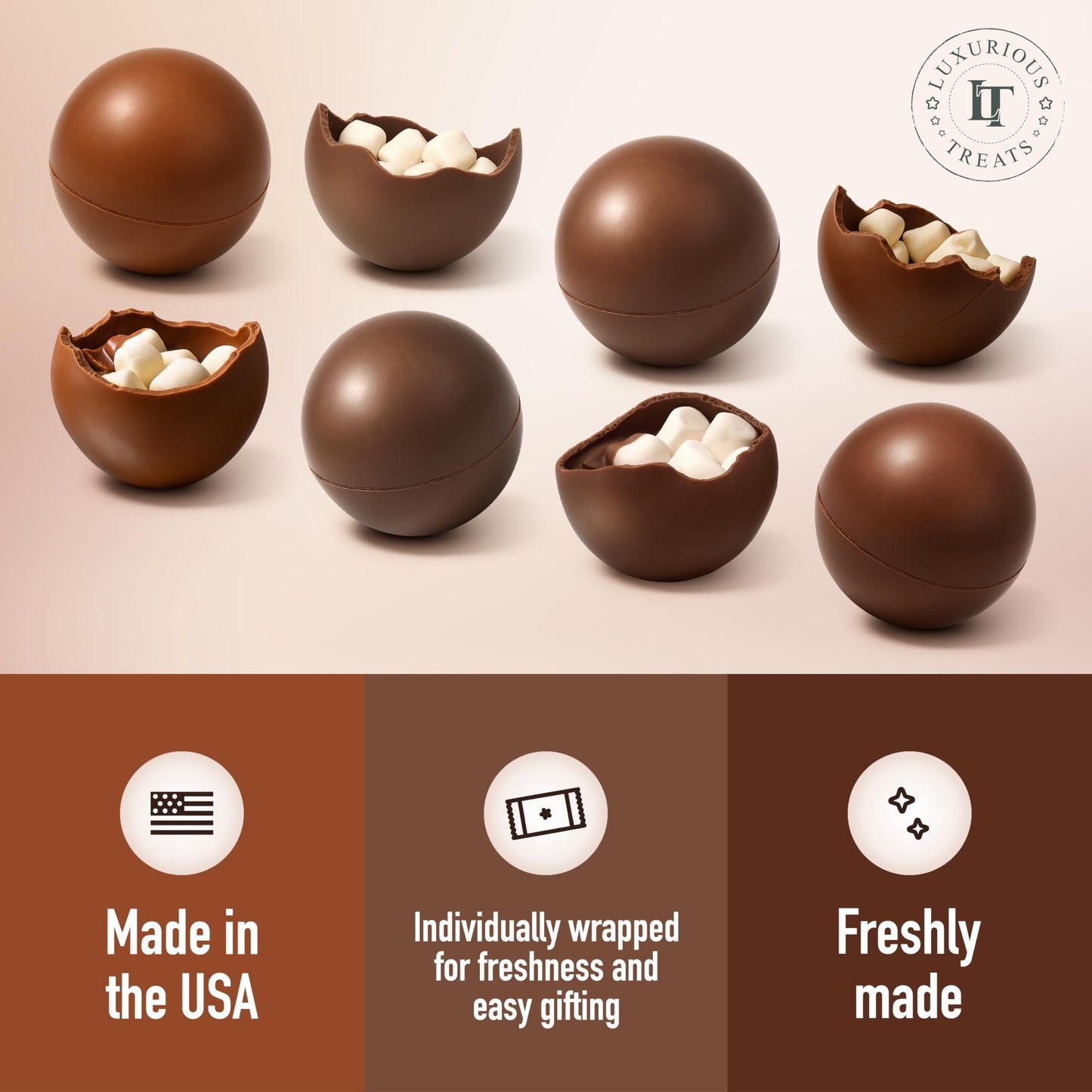 elegant  Hot Chocolate  s  4 Pack Hot Cocoa Balls Holiday Christmas Gift Set with Peppermint  Caramel  Dark and Milk Chocolate Flavors  Individually Wrapped Gourmet Cocoa Balls