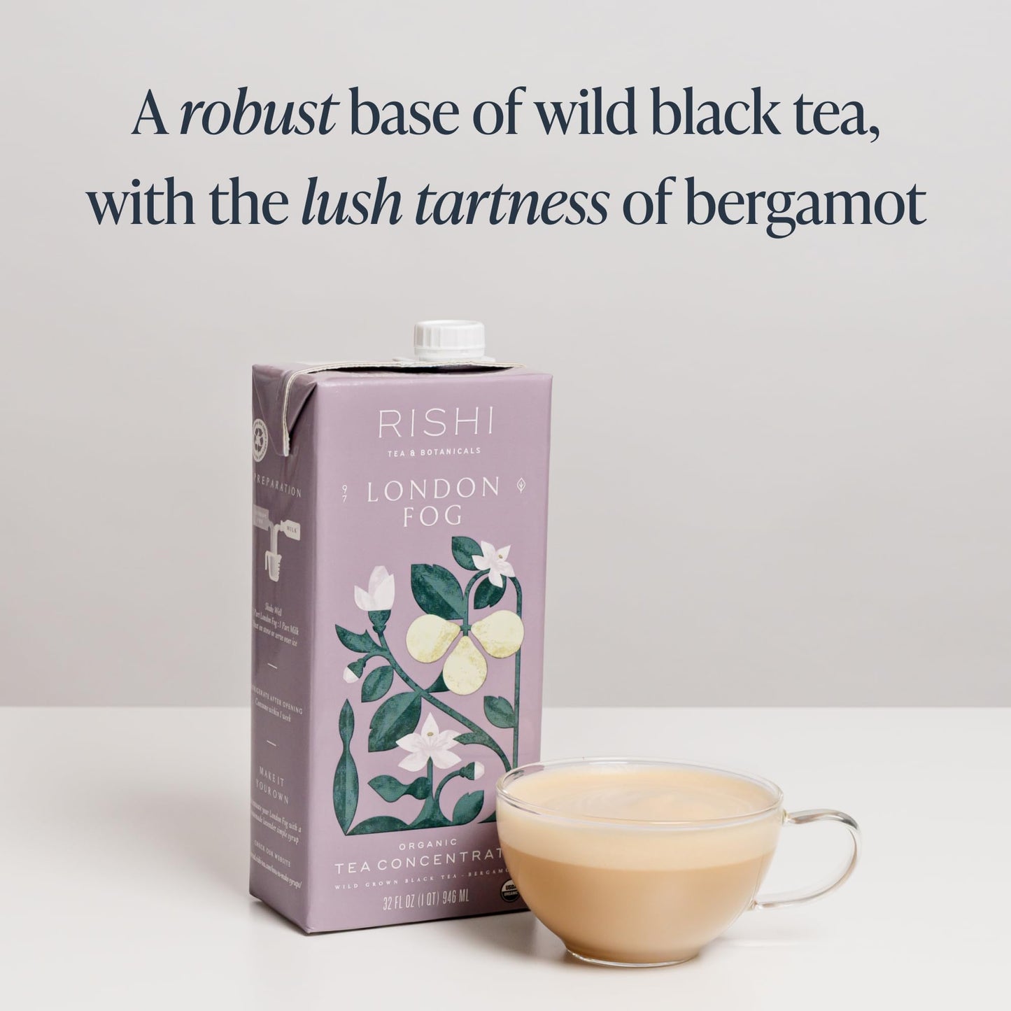 Rishi Tea London Fog Latte, Organic Black Tea Concentrate, 32 Fl Oz (Pack of 12)