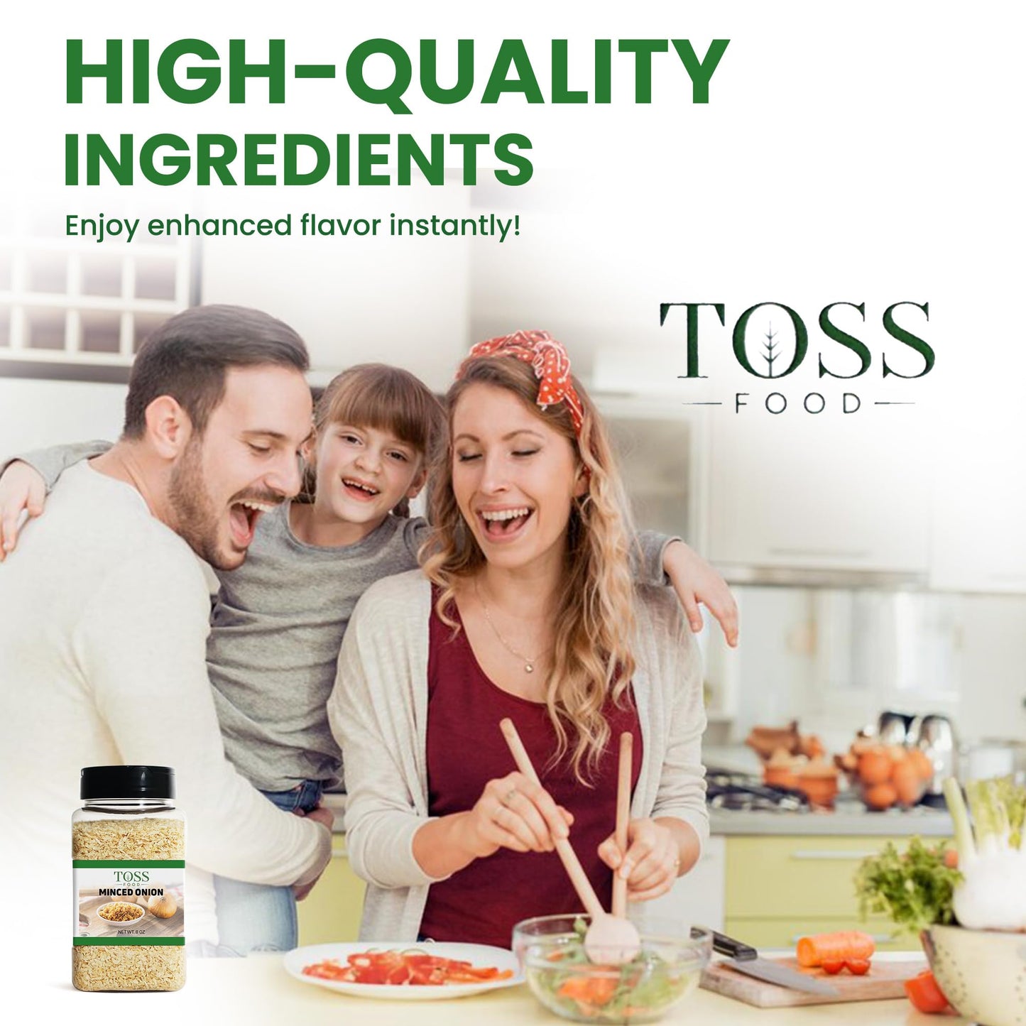 Toss Minced Onion Flakes Dehydrated Onions 8 Ounces,Chopped Dried Onion Flake, Perfect For Stews, Soups, Sauces, Meat, Marinades, Rubs And Dressings