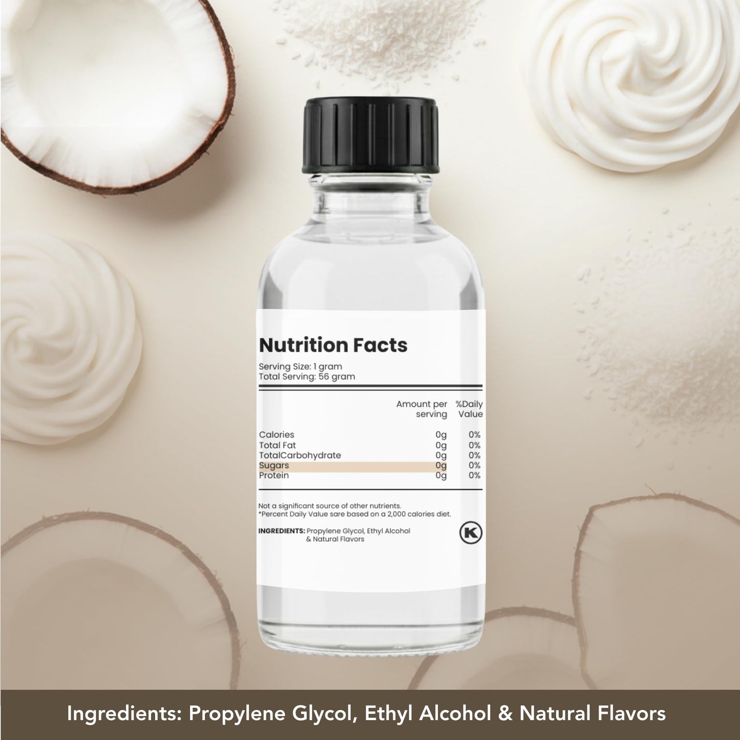 Dolce Flav Natural Coconut Extract – 2 Ounce Water-Soluble Kosher, Sugar-Free, Concentrated Tropical Coconut Flavoring For Baking, Beverages & Desserts, Includes Measured Dropper