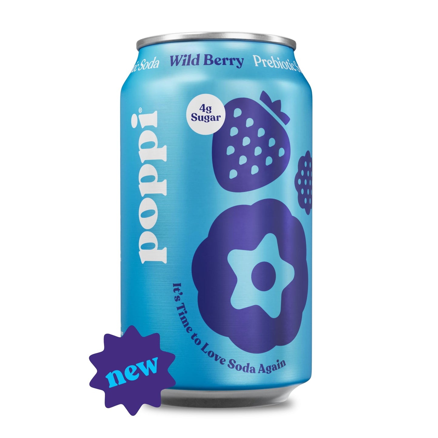 poppi Sparkling Prebiotic Soda, Wild Berry, 12 Fl Oz (Pack of 12)