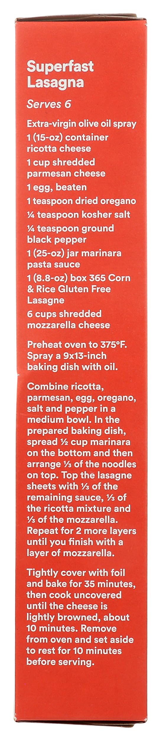 365 by Whole Foods Market Corn and Rice Lasagna, 8.8 Ounce - Gluten-Free, Vegetarian, Healthy Meal Option