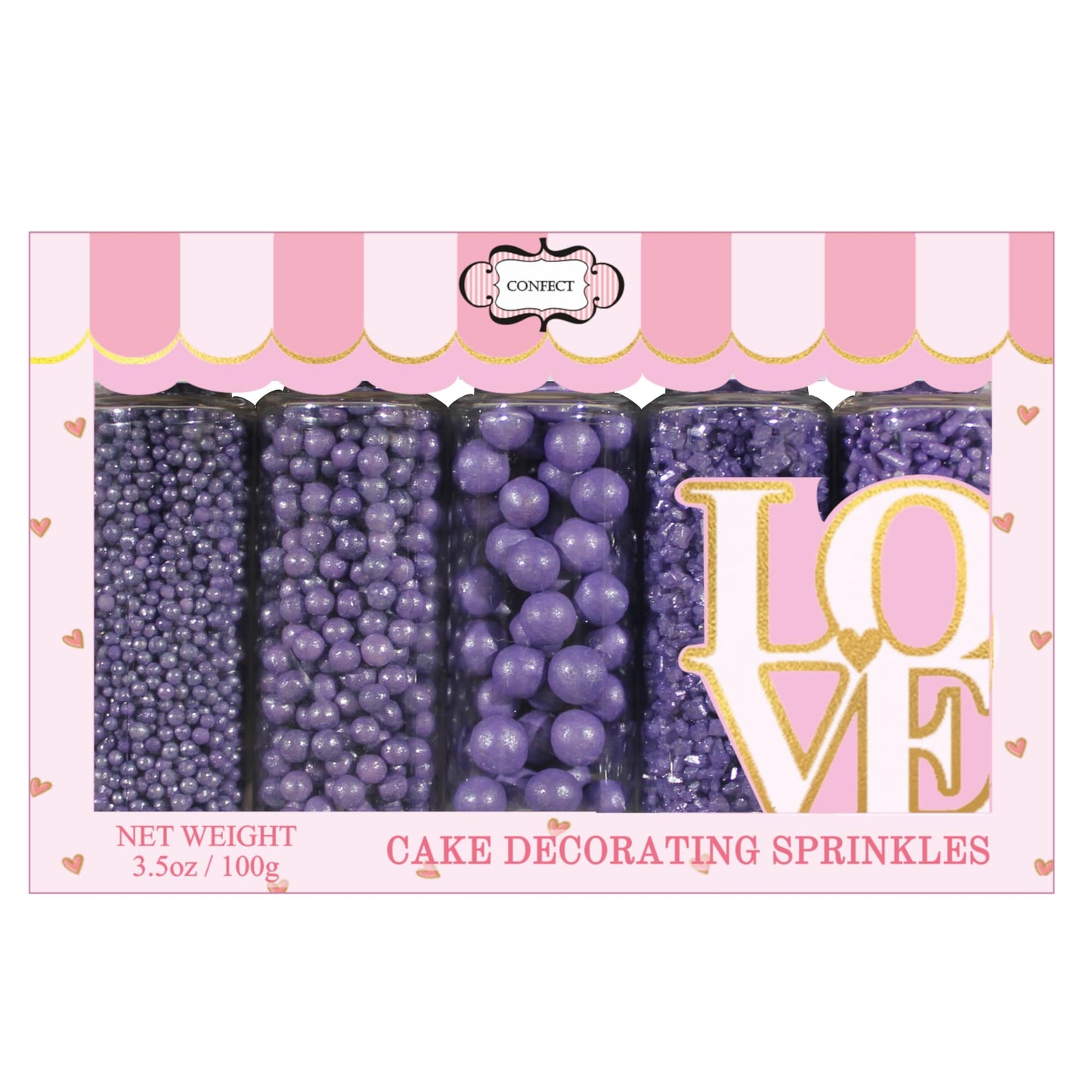 Confect Sprinkles for Cakes & Cupcakes Decoration | Assorted Pack of 5 Unicorn Paradise Pearl Sprinkles | Lavender Sprinkles | E