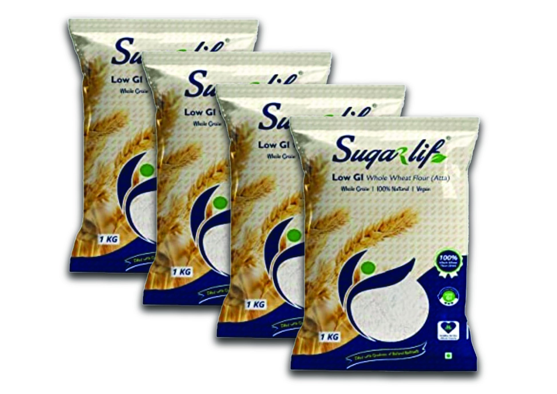 Sugarlif Low Gi Whole Wheat Atta (Flour) | Orignal Product Of Dr. C K Nandagopalan | Low Glycemic Index| Same Taste | Same Flavour | 1Kg X 4 Packet