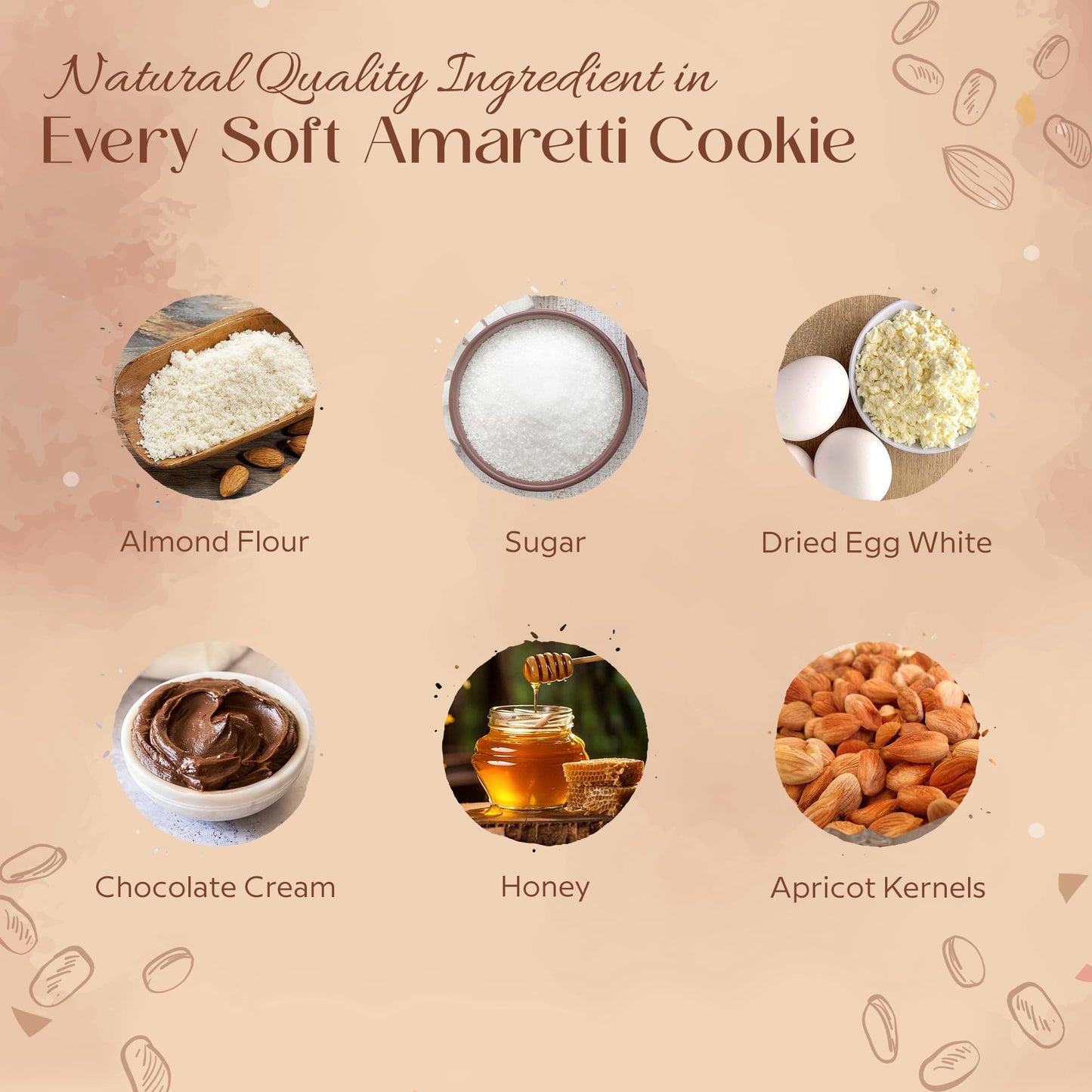 Italian Soft Amaretti Cookies With Chocolate Center - Pack Of 2-150G Per Tray (12 Pieces Total) - Authentic Italian Pastry Made