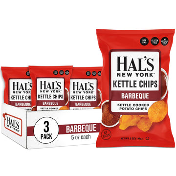 Hals New York Kettle Cooked Potato Chips, Gluten Free, BBQ, 5 oz Bag (Pack of 3)