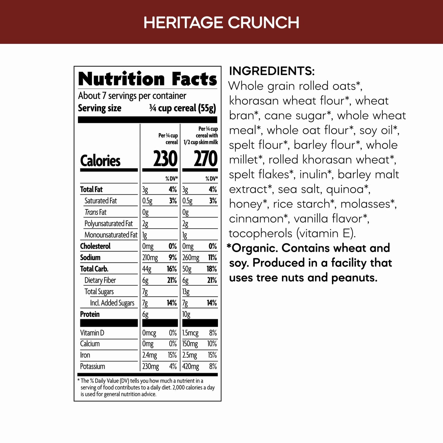 Nature'S Path Organic Heritage Crunch Cereal, 14 Oz (Pack Of 1), Non-Gmo