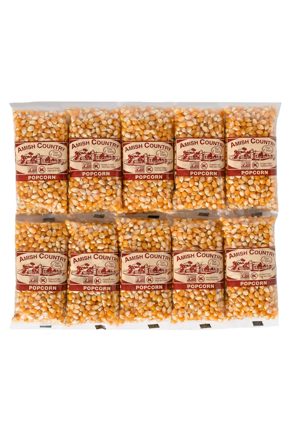 Amish Country Popcorn | 10-4oz Bags - Medium Yellow | Old Fashioned, Non-GMO and Gluten Free (10-4oz Bags)
