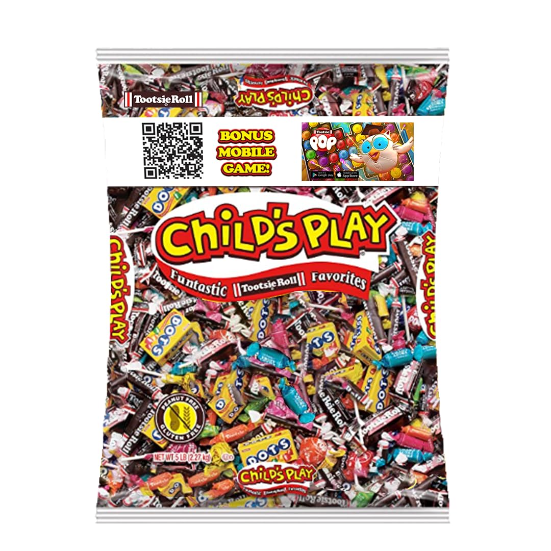 Tootsie Roll Childs Play Candy Favorites with Bonus Mobile Game, 5 Pounds of Individually Wrapped Party Candy - Funtastic Candy