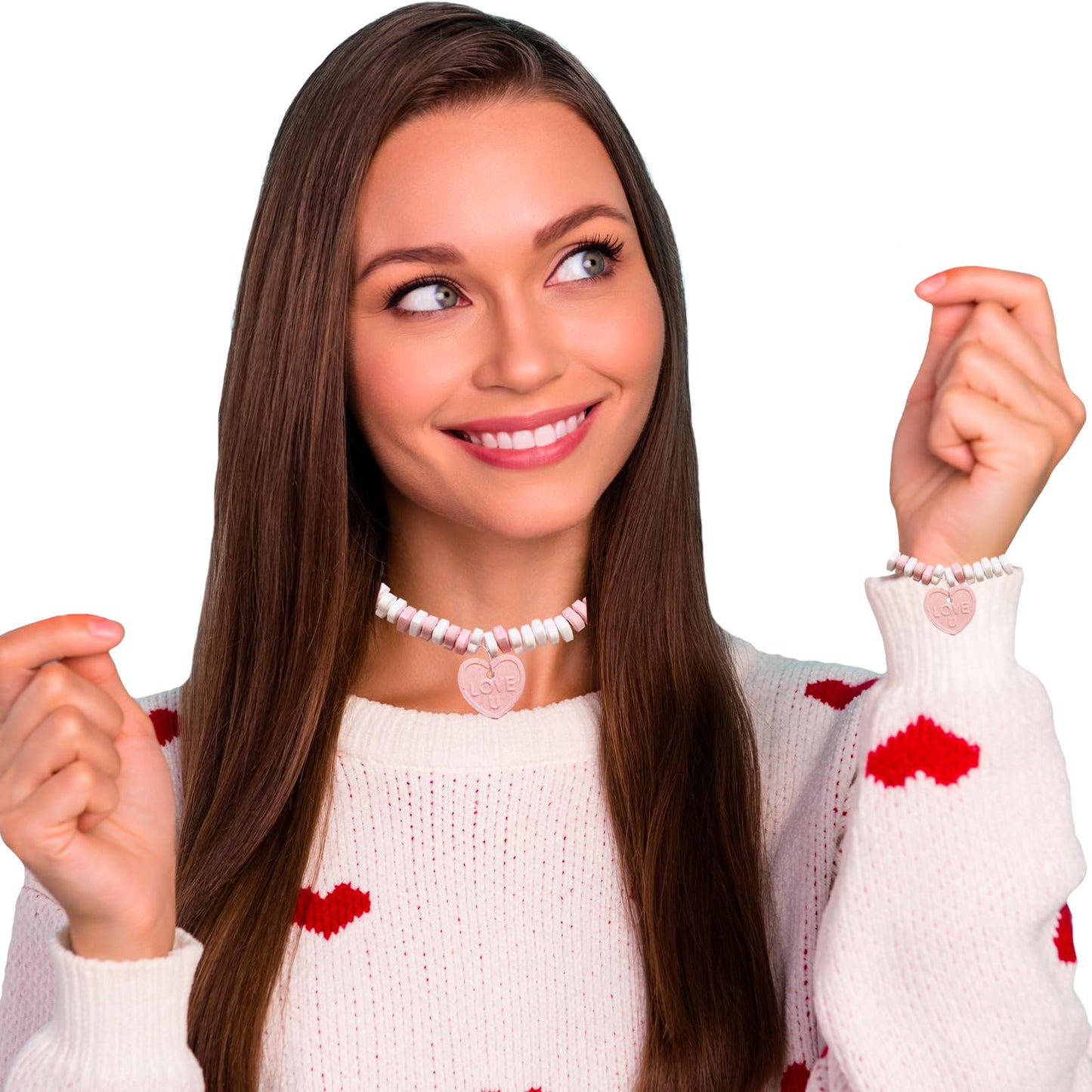 Fruidles Stretchable Valentines Heart Candy Bracelet, Multicolor Fruit-Flavored Chewables For Party Favors, 14G Bracelet (288-Pa