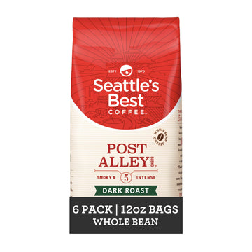 Seattles Best Coffee Post Alley Blend Dark Roast Whole Bean Coffee, 12 Ounce Bags, Pack of 6