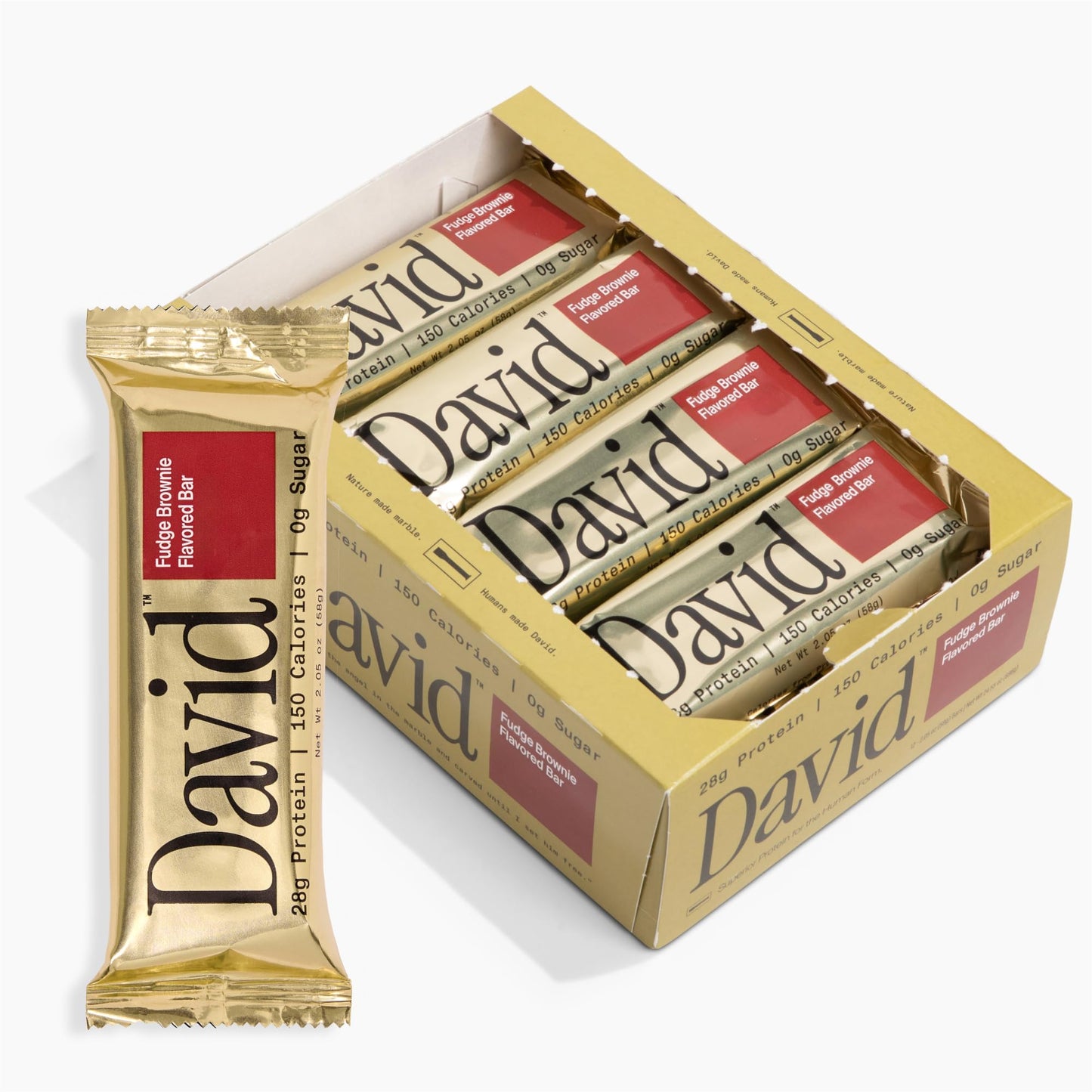 David High Protein Bars - Sugar Free, Low Carb, 28g Protein, Fudge Brownie Flavor, 150 Calories, Pack of 12