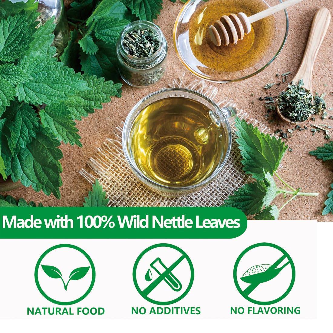 ULTHMOK Premium Stinging Nettle Leaf Tea Bags, 100% Wild Nettle Leaves, Caffeine Free, 100 Count