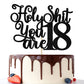 Jenrtvis Happy 18th Birthday Cake Topper, Black Glitter, Paper, Model EM--0286, Fun Cake Decor for 18th Birthday Celebrations