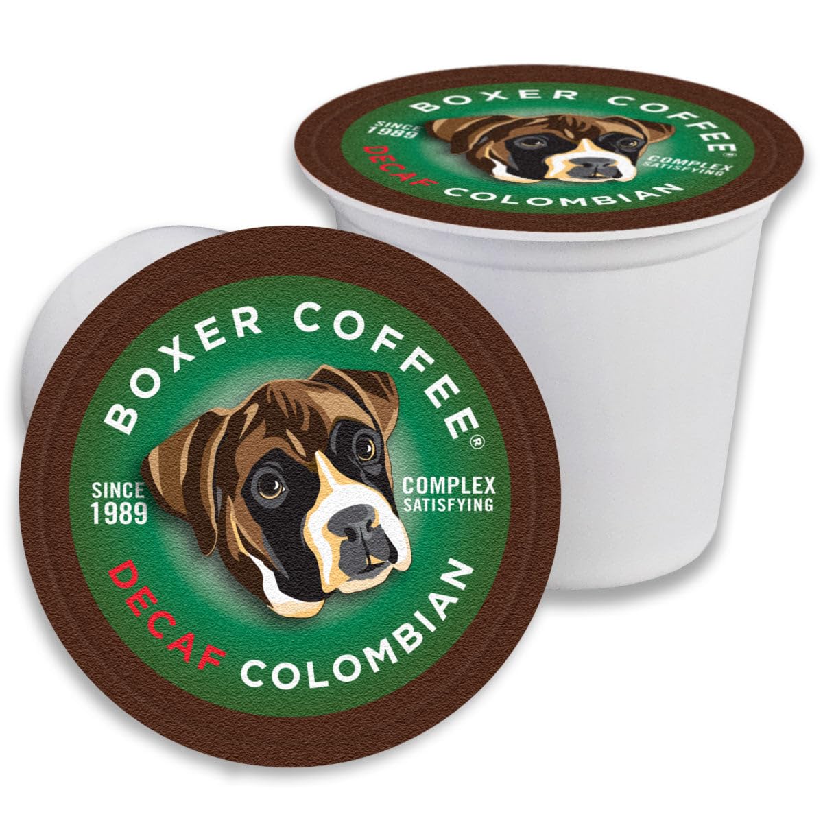 Boxer Coffee Decaf Colombian Coffee Pods – Swiss Water Process – 52 Count Single-Serve Cups Compatible with Keurig K-Cup Brewers