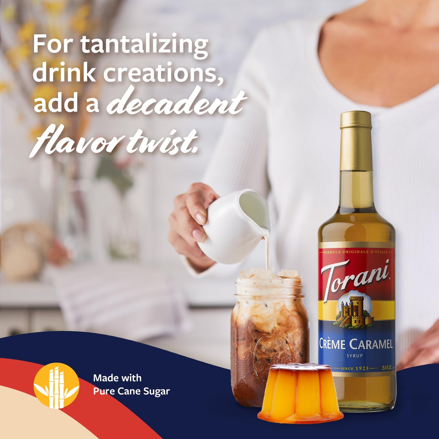 Torani Coffee Syrup, Crme Caramel Flavoring For Drinks, Glass Bottle With Pump Included, 25.4 Oz