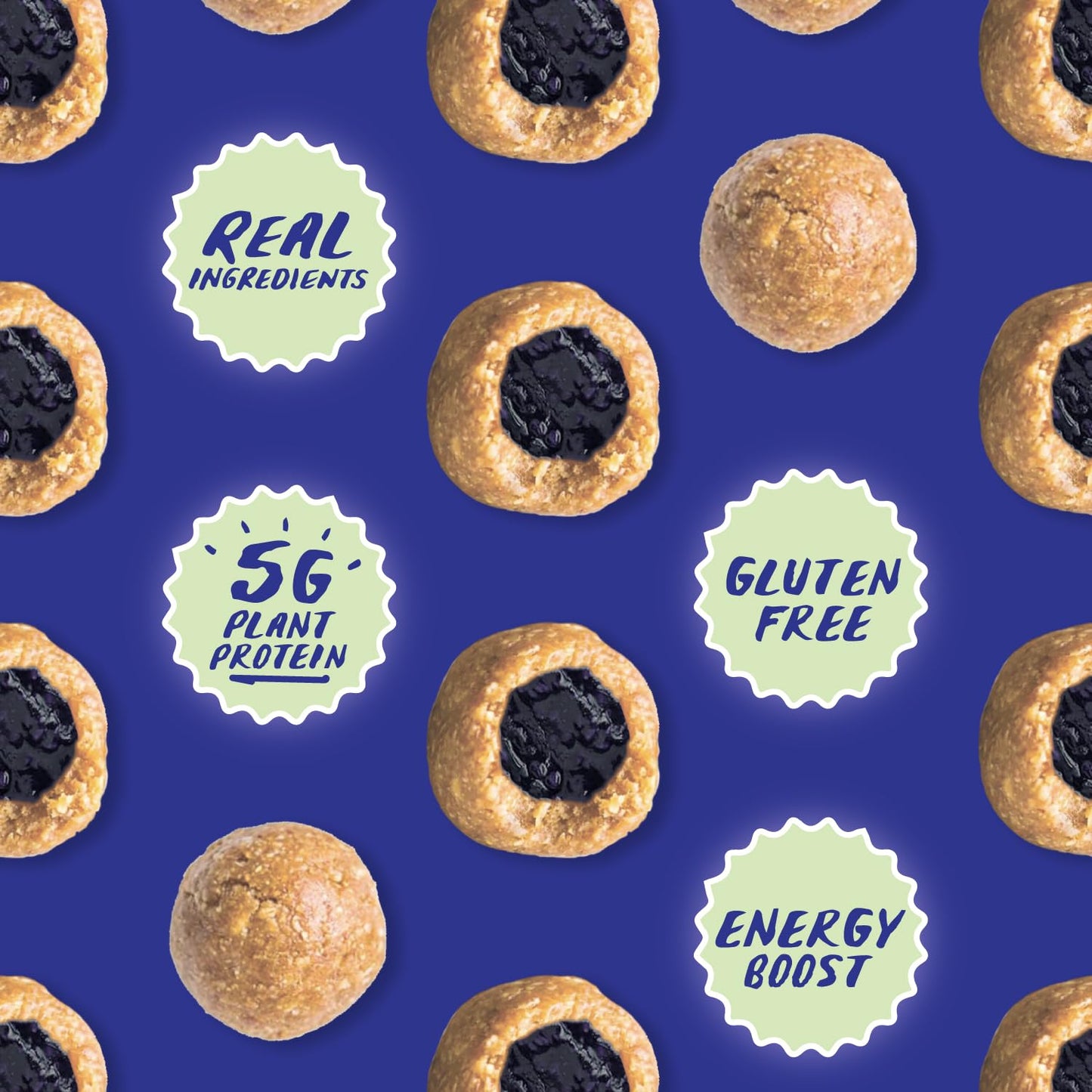 Chia Smash Gluten-Free Vegan Snack Balls, Energy & Protein Packed, Variety Pack, 8 Count (5x Balls Each), 14.4oz