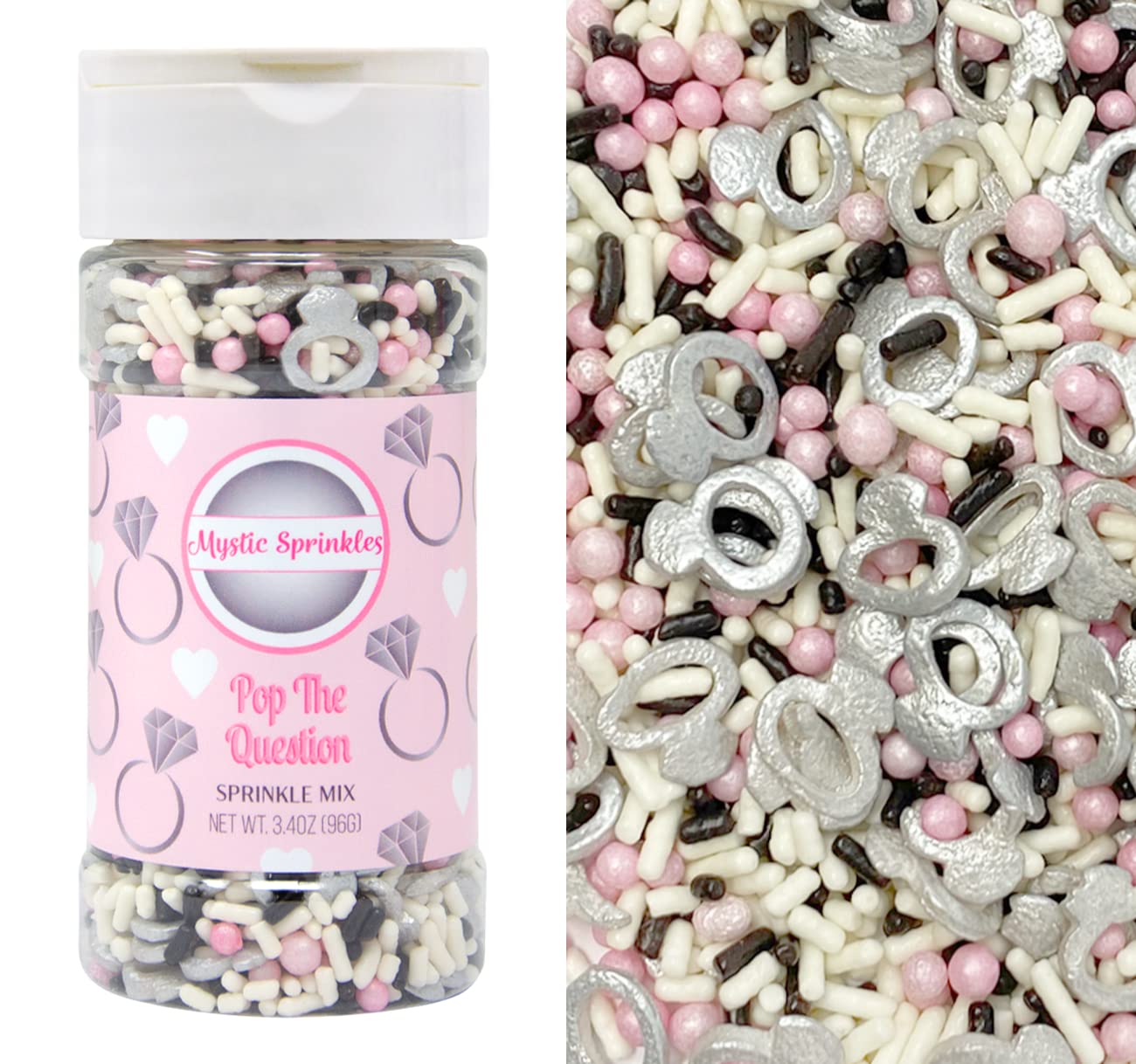 Mystic Sprinkles Wedding/Bridal Sprinkles Mixes (Pop The Question Sprinkle Mix 3.4oz)